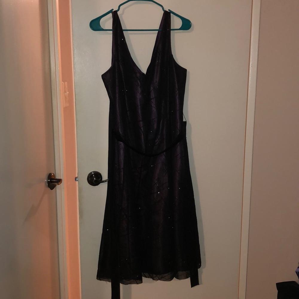 Deep purple party dress with sparkle accents